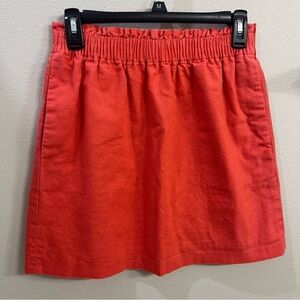 J Crew Womens Skirt Mini Linen Cotton Blend Pockets Coral Size 2